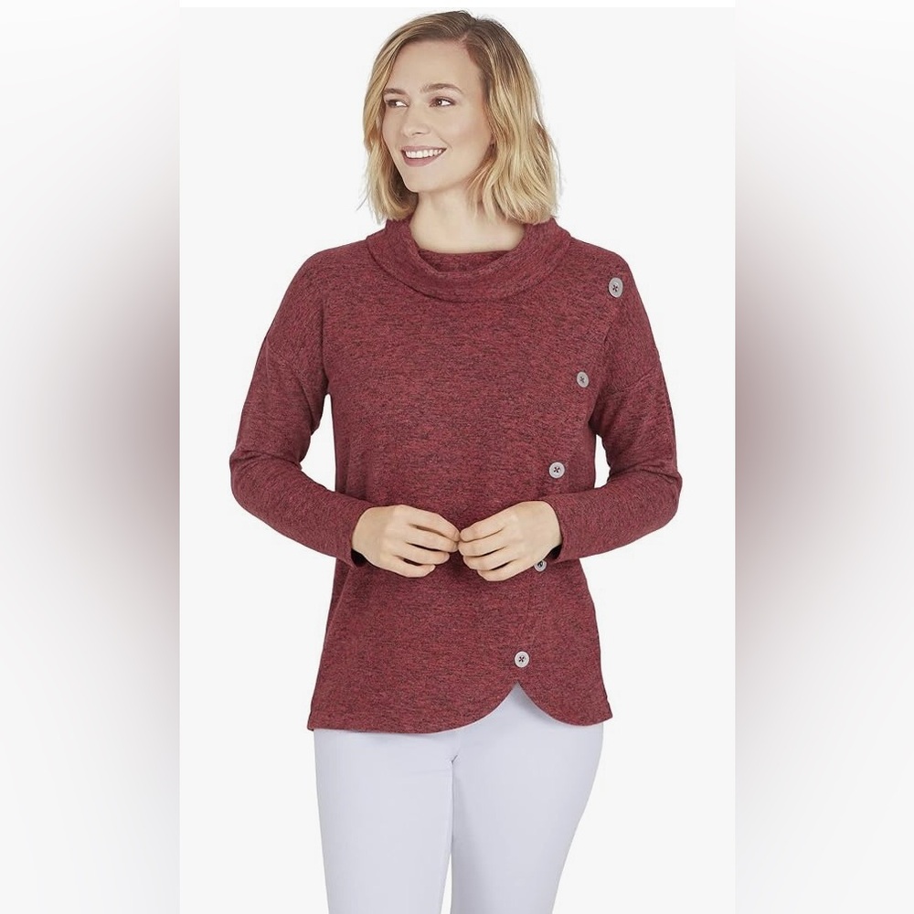 Ruby Rd. Women's Cozy Button Overlay Top small